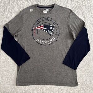 NWT NFL New England Patriots AFC East Long Sleeved Layered Look Tee T-Shirt